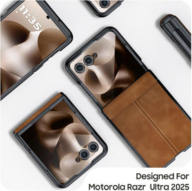 Motorola Razr Ultra PU Leather Matte PC Shockproof Phone Cover - Redpepper Cases