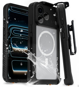 iPhone 17 Pro Max Waterproof Belt Clip Full Body 360° Protection Built in Screen Protector Case - Redpepper Cases