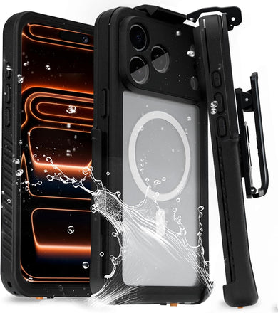 iPhone 17 Pro Max Waterproof Belt Clip Full Body 360° Protection Built in Screen Protector Case - Redpepper Cases