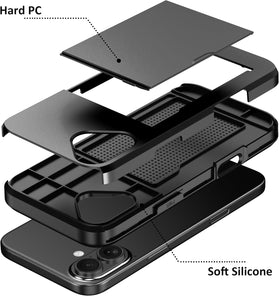 iPhone 17 Credit Card Holder Dual Layer Hard PC Rubber Phone Case - Redpepper Cases
