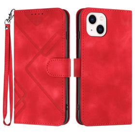 Line Pattern Skin Feel Leather Phone Case, For iPhone 14 - Redpepper Cases
