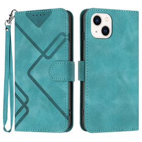 Line Pattern Skin Feel Leather Phone Case, For iPhone 14 - Redpepper Cases