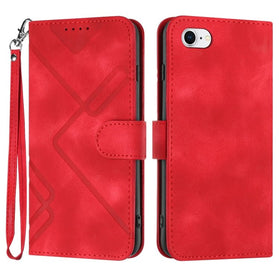 Line Pattern Skin Feel Leather Phone Case, For iPhone 7 / 8 / SE 2020 / SE 2022 - Redpepper Cases