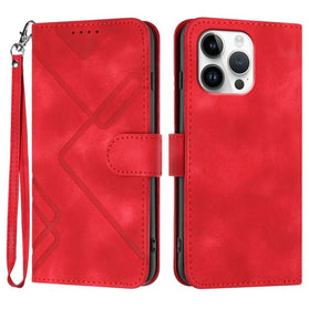 Line Pattern Skin Feel Leather Phone Case, For iPhone 16 Pro Max - Redpepper Cases