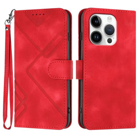 Line Pattern Skin Feel Leather Phone Case, For iPhone 16 Pro - Redpepper Cases