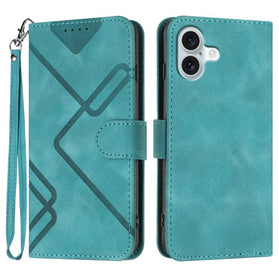 Line Pattern Skin Feel Leather Phone Case, For iPhone 16 Plus - Redpepper Cases