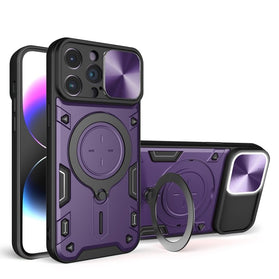 CD Texture Sliding Camshield Magnetic Holder Phone Case, For iPhone 14 Pro Max - Redpepper Cases
