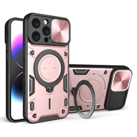 CD Texture Sliding Camshield Magnetic Holder Phone Case, For iPhone 16 Pro Max - Redpepper Cases