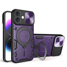 CD Texture Sliding Camshield Magnetic Holder Phone Case, For iPhone 16 Plus - Redpepper Cases