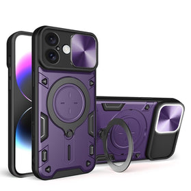 CD Texture Sliding Camshield Magnetic Holder Phone Case, For iPhone 16 - Redpepper Cases