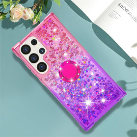 Samsung Galaxy S25 Plus Clear Glitter Liquid Sparkle Bling Cute Case - Redpepper Cases