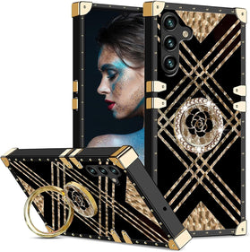Samsung Galaxy S25+ Plus Soft TPU Bumper with Elegant Metal Corners & Ring Kickstand - Redpepper Cases