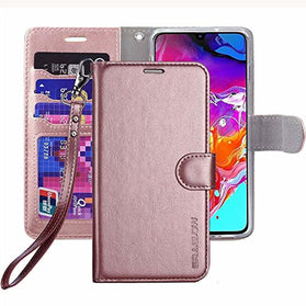 ERAGLOW Galaxy A70 Case,Galaxy A70 Wallet Case,Premium PU Leather Wallet Flip Protective Phone Case Cover w/Card Slots & Kickstand for Samsung Galaxy A70 2019(Rose Gold) - Redpepper Cases