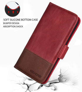 Galaxy S21 Plus Genuine Leather RFID Blocking Wallet Card Slot Flip Magnetic Stand Case - Redpepper Cases