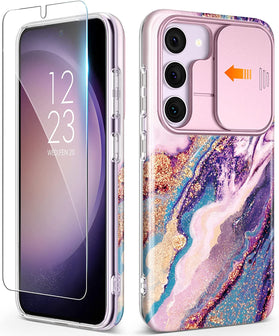 Galaxy S23 Plus Slide Camera Cover Marble Slim Protective Case - Redpepper Cases