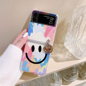 Galaxy Z Flip 4 Case Cute Pendant, Cute Smile Clear Z Flip 4 Case - Redpepper Cases