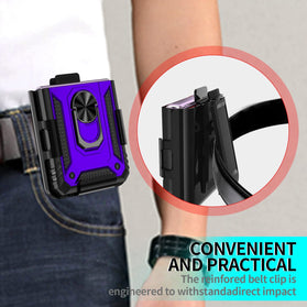 Galaxy Z Flip 4 Case with Kickstand, Samsung Z Flip 4 Case Heavy Duty Purple - Redpepper Cases