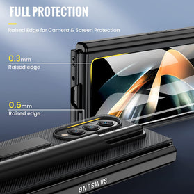 Galaxy Z Fold 4 Case, Samsung Z Fold 4 Case Screen Protector & S Pen Carbon Fiber Black - Redpepper Cases