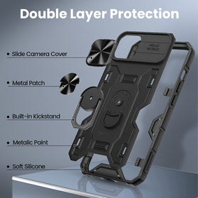 iPhone 14 Kickstand Slide Camera Cover Built in 360° Rotate Ring Case - Redpepper Cases