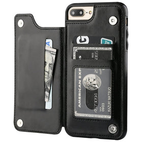 iPhone 14 Max Leather Retro Card Holder Flip Mini Wallet Case - Redpepper Cases