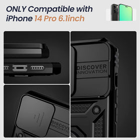 iPhone 14 Pro Slide Camera Cover Ring Stand Heavy Duty Rugged Bumper Case - Redpepper Cases