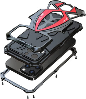 Metal Armor Compatible iPhone 13 Pro Max Case 6.7 inch Black Red - Redpepper Cases