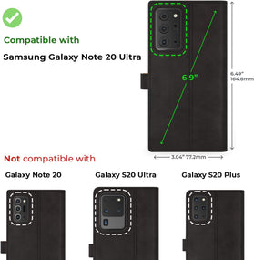 Samsung Galaxy Note 20 Ultra Real Leather Wallet Phone Case Black - Redpepper Cases