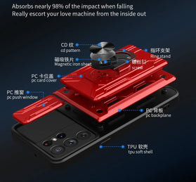 Samsung Galaxy S21 Ultra 5G Case Removable Kickstand & Card Holder,Slide Camera Cover Ring Stand - Redpepper Cases