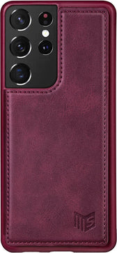 Samsung Galaxy S21 Ultra 5G Credit Card Holder,Flip Book Ultra case Wine Red - Redpepper Cases