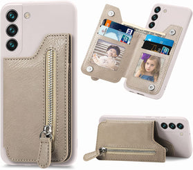 Samsung Galaxy S23 Plus Card Holder Magnetic Back Flip Leather and Liquid Silicone Wallet Case - Redpepper Cases