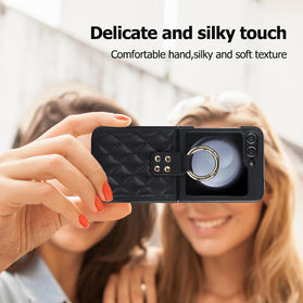 Samsung Galaxy Z Flip 5 with Ring Luxury Soft Rhomboid Protective Cover - Redpepper Cases