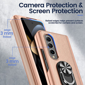 Samsung Galaxy Z Fold 4 Case Hinge Protection & Screen Protector 4 5G- Rose Gold - Redpepper Cases