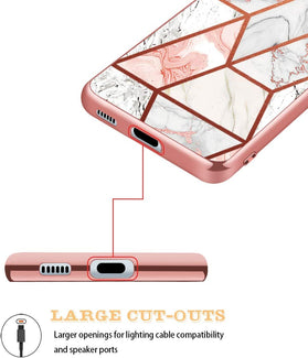 Samsung S21 Plus Rose Gold Marble Slim Fit Shockproof Hybrid Hard PC Soft TPU Bumper Case - Redpepper Cases